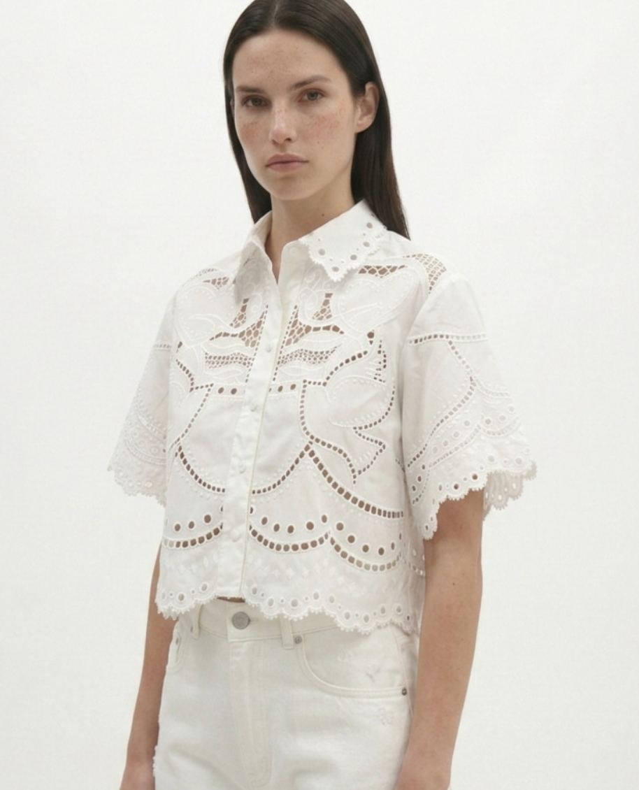 White Bird Eye-Lit Blouse