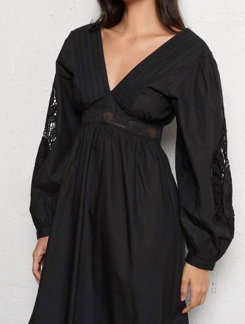 Dahlia Embroidered Dress Black
