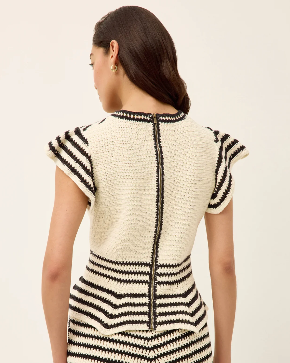 Audrey Regatta Striped Knit Peplum Top