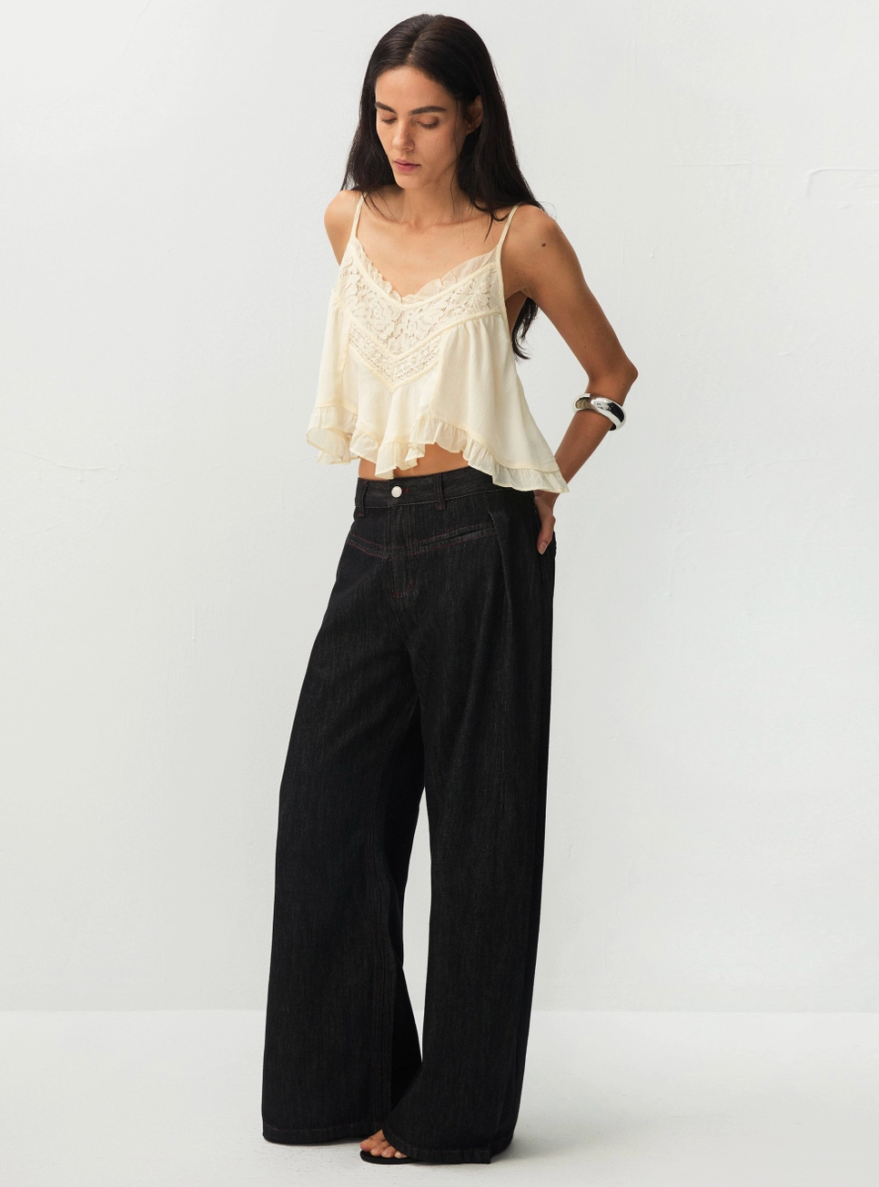 Ivory Lace  Ruffle Camisole