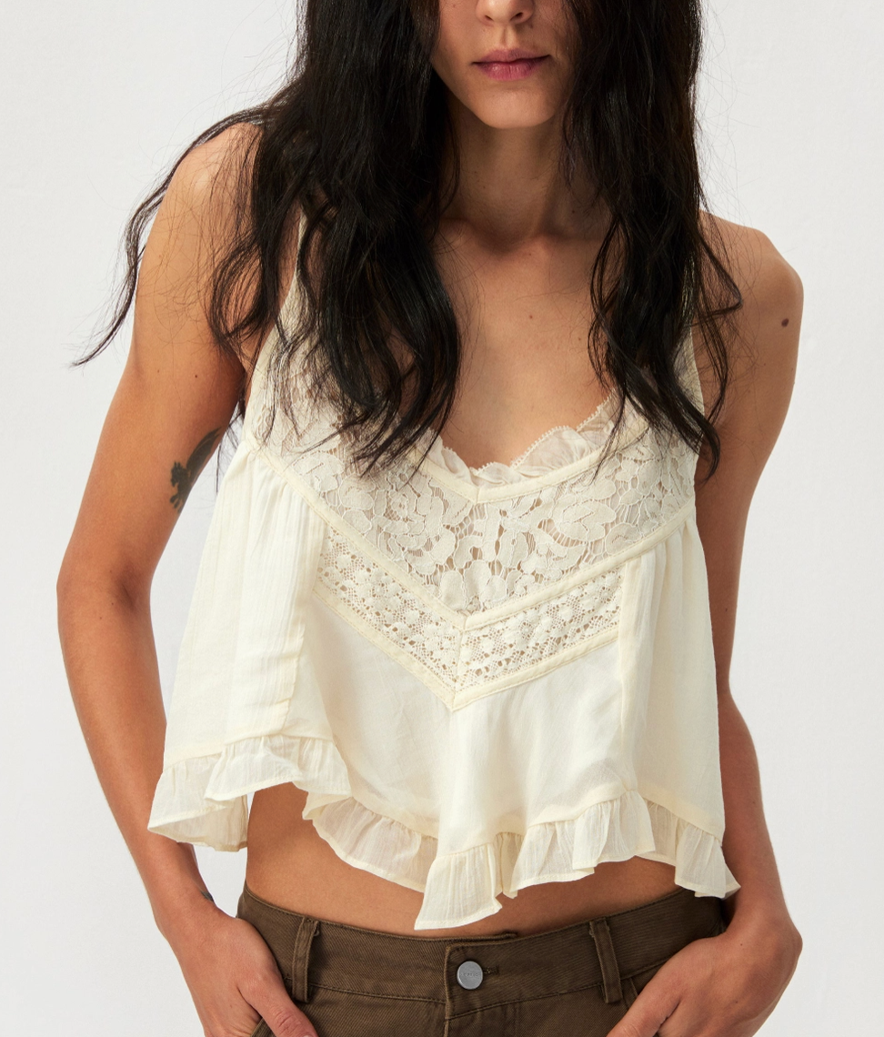 Ivory Lace  Ruffle Camisole