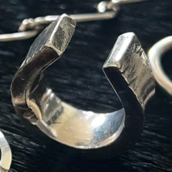 Sterling 925 Fancy Horseshoe Frosted Ring
