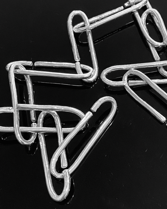 Handmade Oxidized Sterling Silver Large Clip Necklace