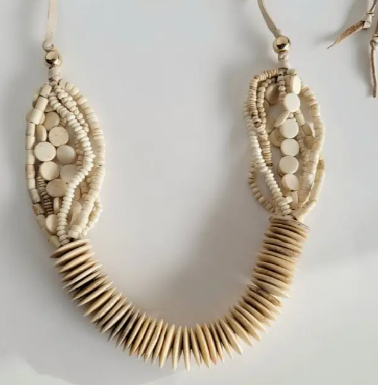Handmade Beaded Bone Necklace