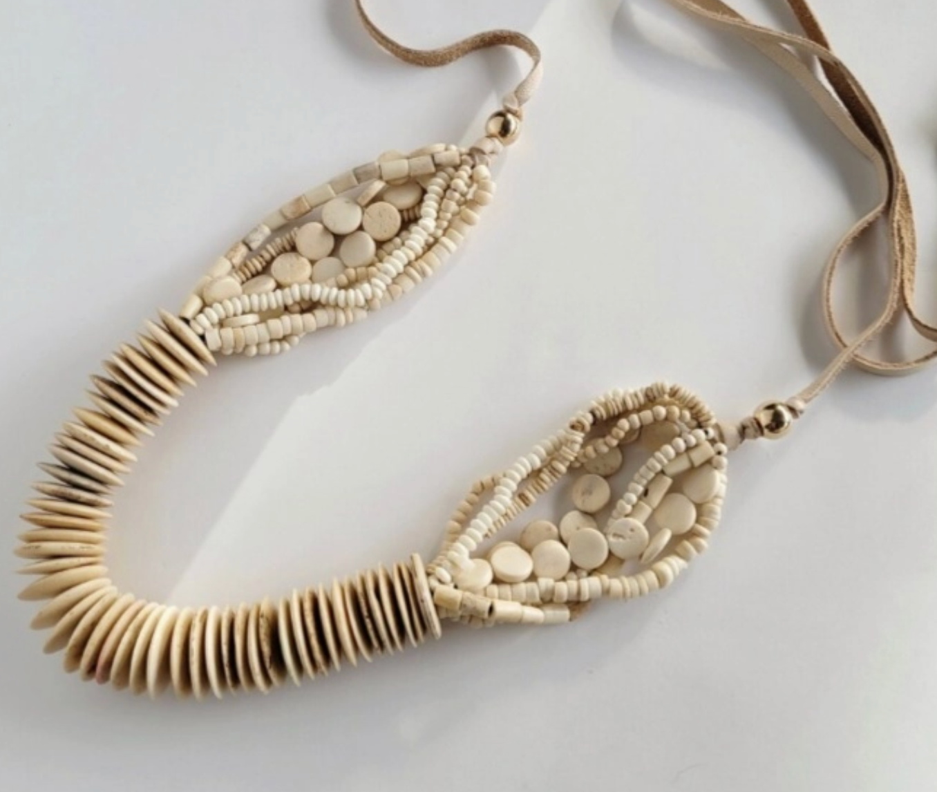 Handmade Beaded Bone Necklace