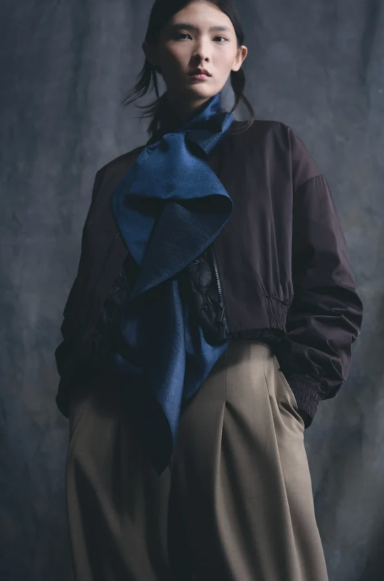 Silk Tie Neck Blouse | Blue Scarf Neck Tie Button Down