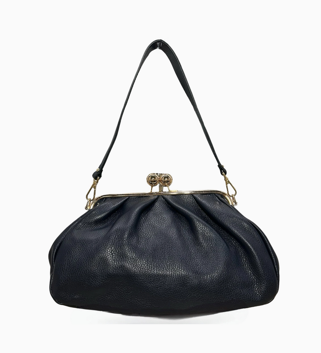 Navy Leather Oversized Purse