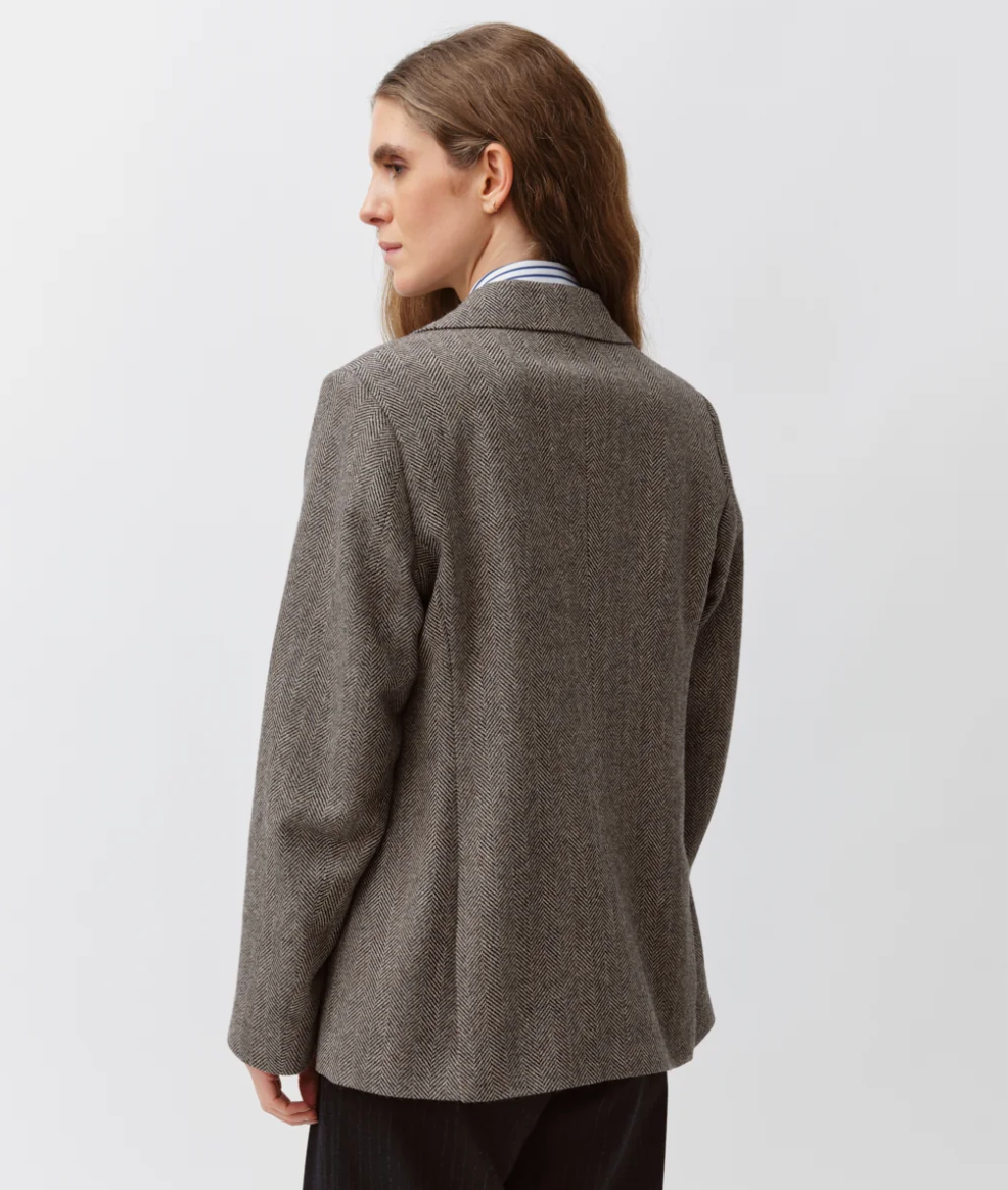 Vaquio Jacket | Black and Ivory Herringbone Blazer