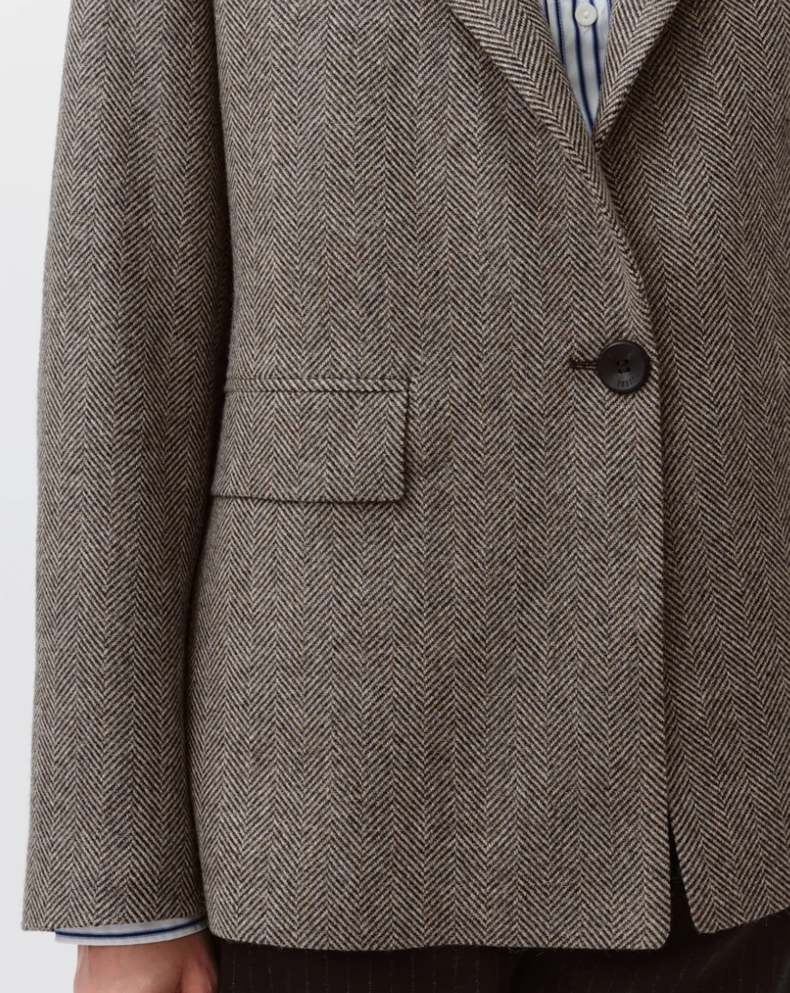 Vaquio Jacket | Black and Ivory Herringbone Blazer