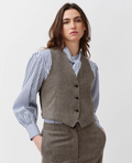 Gayo Vest | Black and Ivory Herringbone Vest