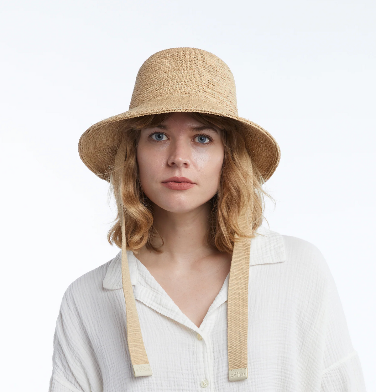 Cassis in Natural | Raffia Crochet Bucket Hat with Straps
