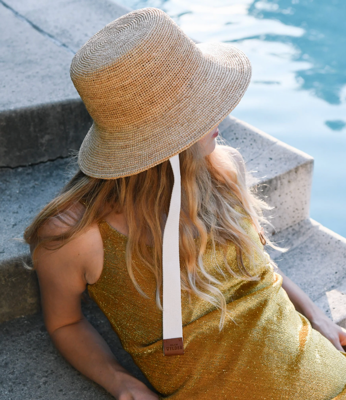 Cassis in Natural | Raffia Crochet Bucket Hat with Straps