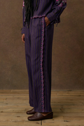 Purple Striped Pants with Scalloped Side Hem | Honey Fit Trousers