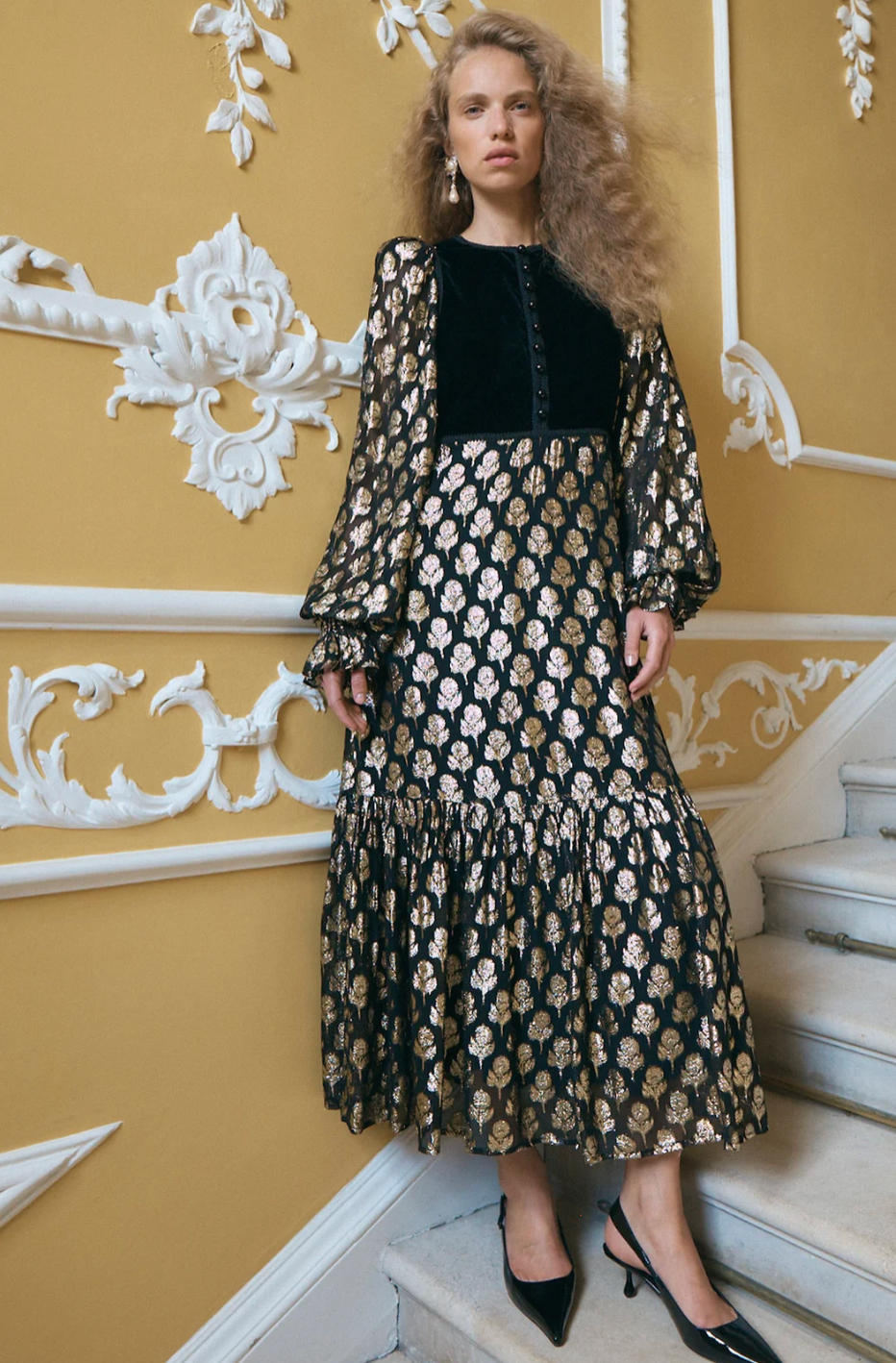 Nicole Velvet Jaquard 60's Dress