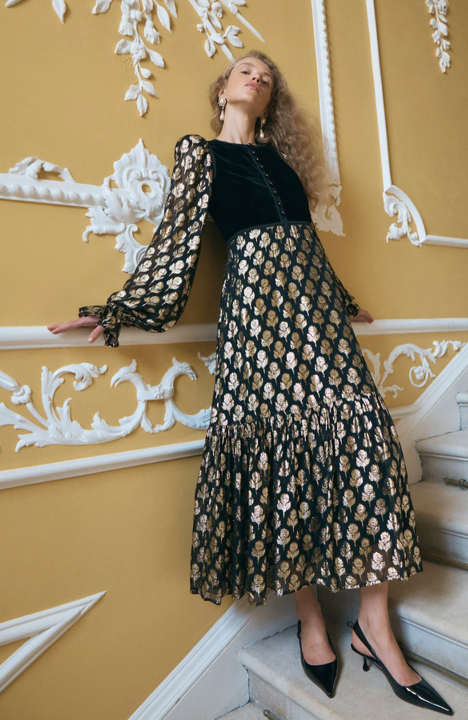 Nicole Velvet Jaquard 60's Dress