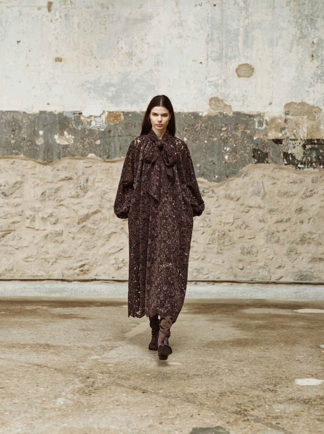 Blandine Brown Lace Dress