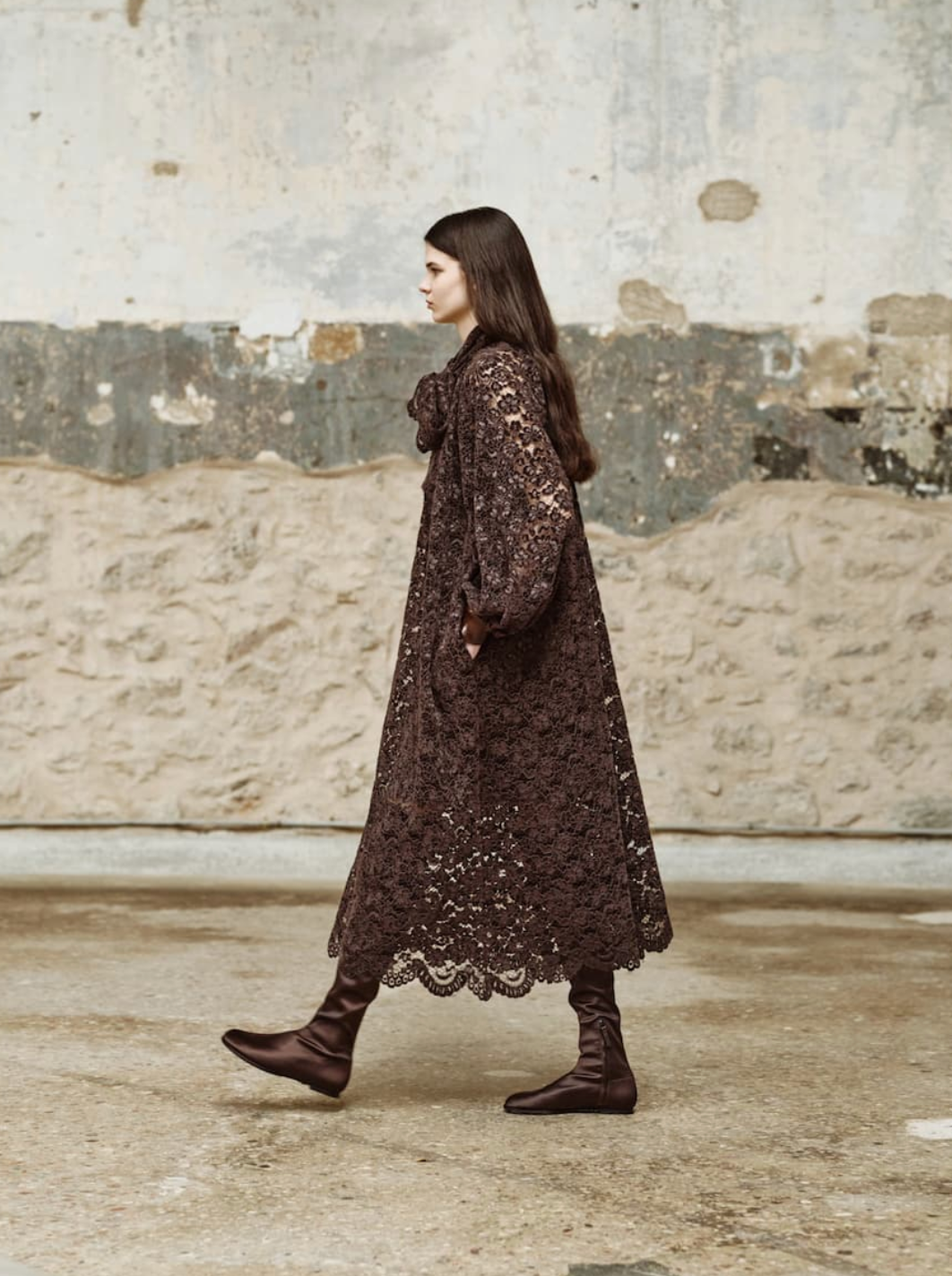 Blandine Brown Lace Dress