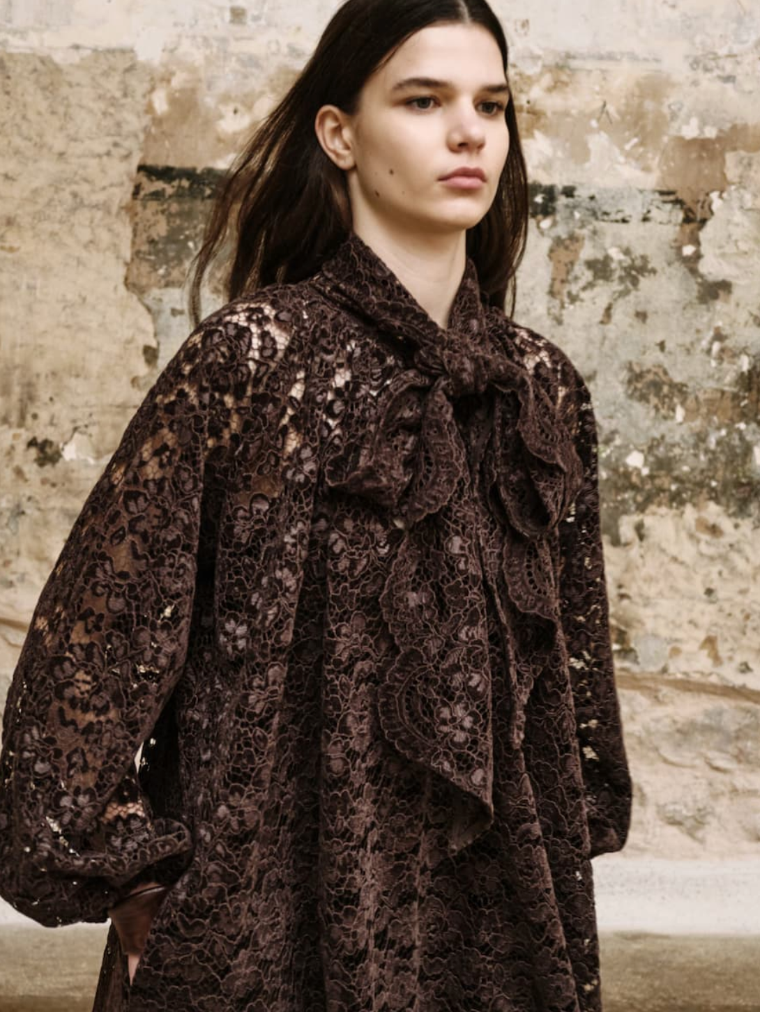 Blandine Brown Lace Dress