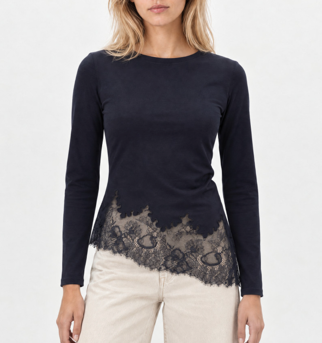 Midnight Blue Lace Pullover