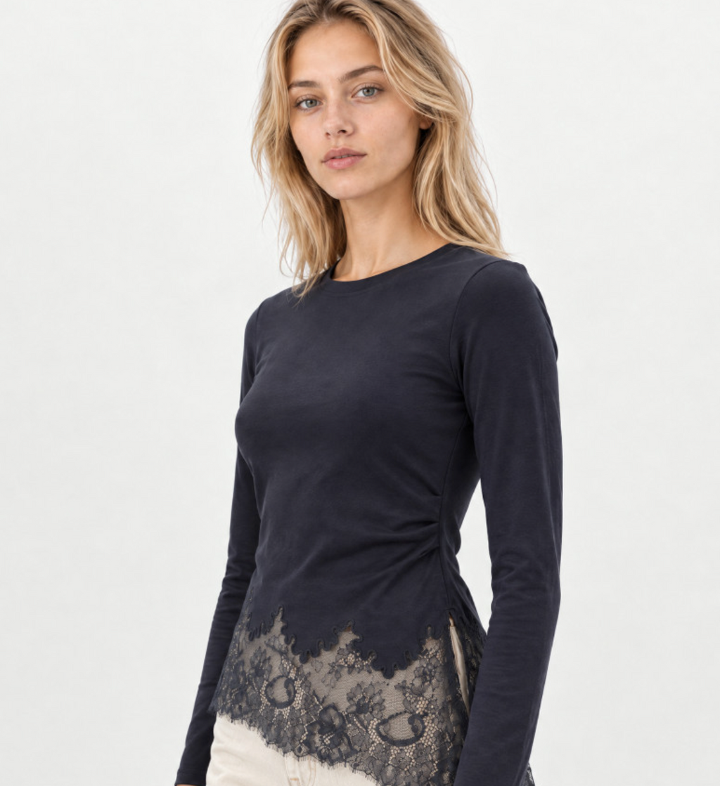 Midnight Blue Lace Pullover