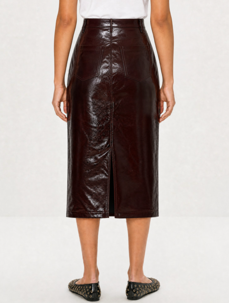 Burgundy Vinyl Pencil Skirt