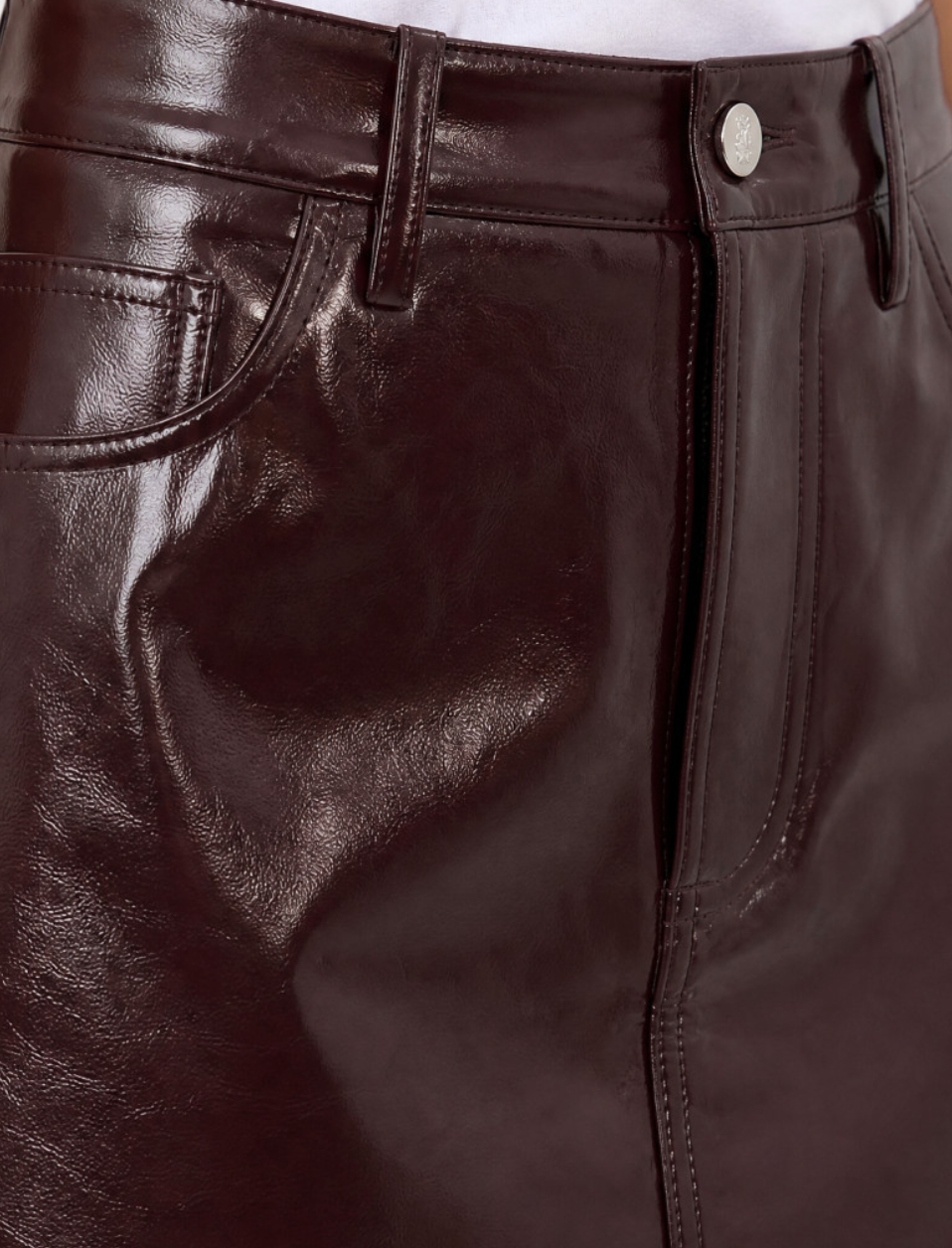 Burgundy Vinyl Pencil Skirt