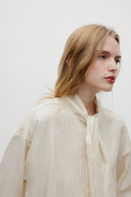 Meadow Striped Neck-Tie Blouse