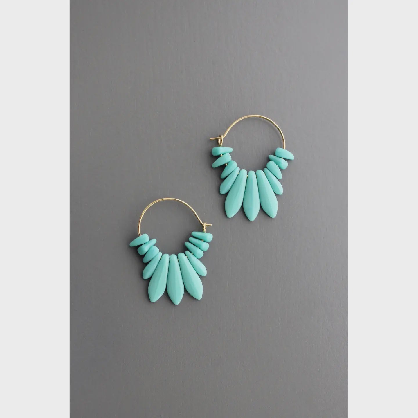 Turquoise Glass Small Hoops