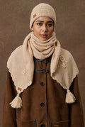 Handknit Scarf with Pom Poms