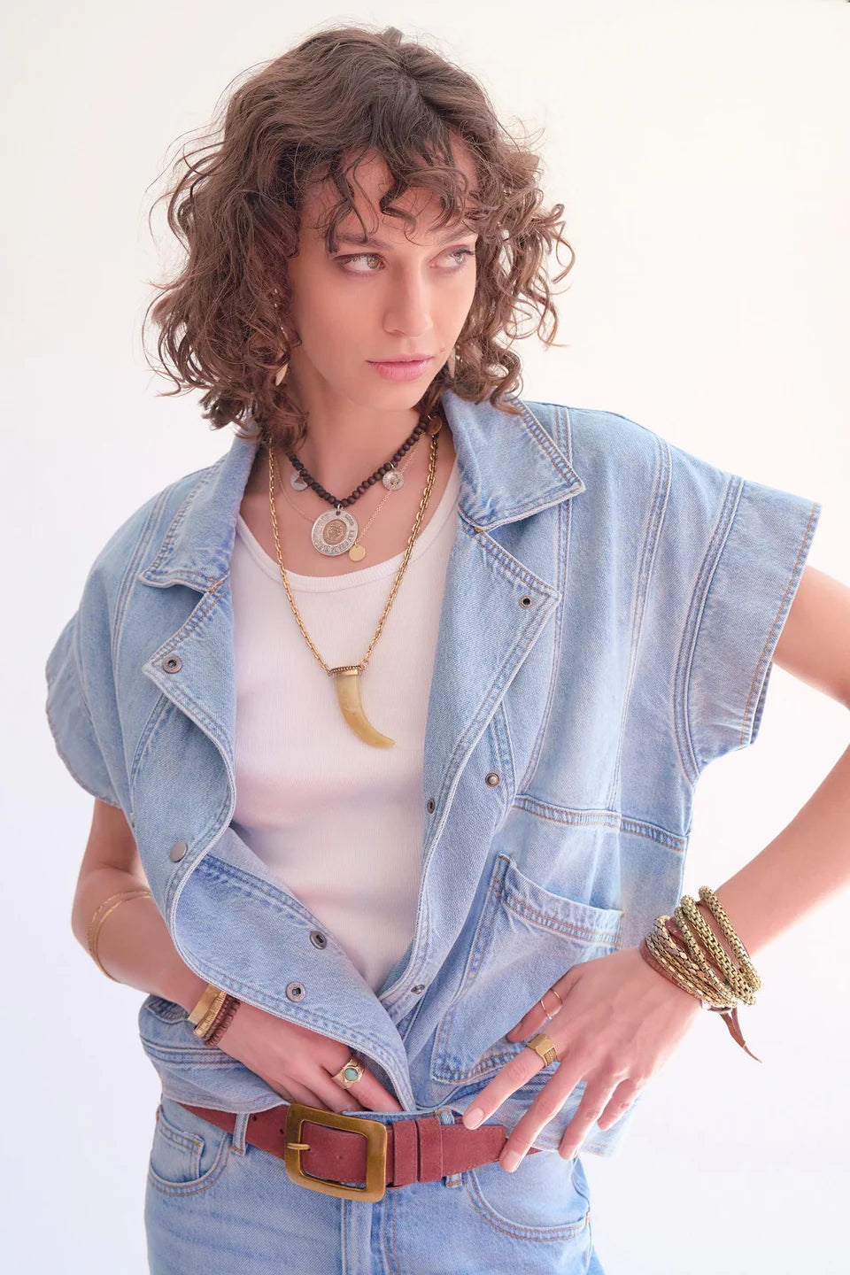 Wagner Light Wash Denim Vest