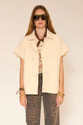 Walter Vest | Ivory Button Down Vest with Cap Sleeves