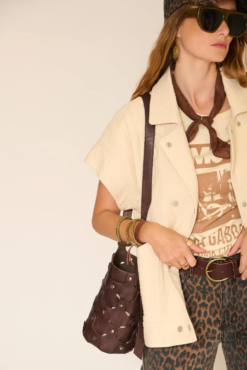 Walter Vest | Ivory Button Down Vest with Cap Sleeves