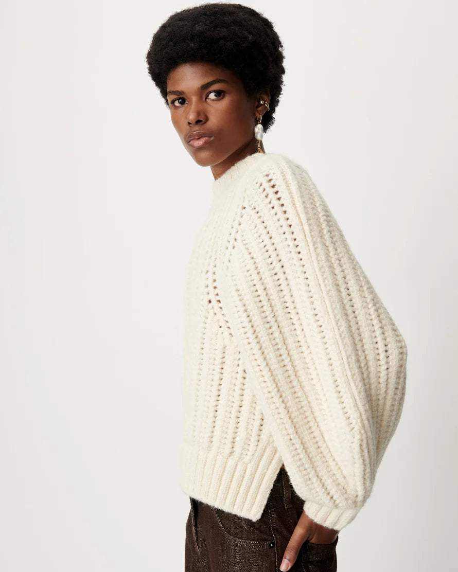 Bobardi Sweater | Cropped Balloon Sleeve Knit Sweater
