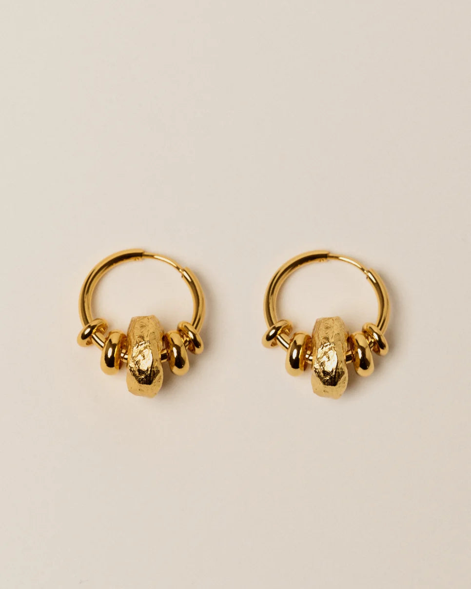 Leelo Gold Textured Huggie Hoop Earrings