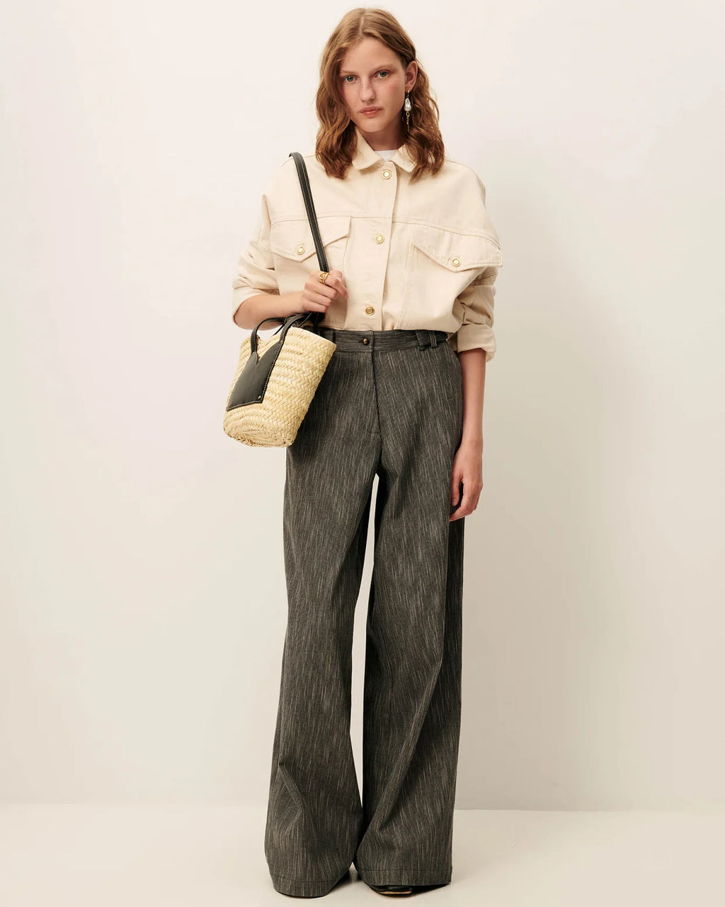 Wesley Wide-Leg Pant | Wide Leg Trouser in Chambray Fabric