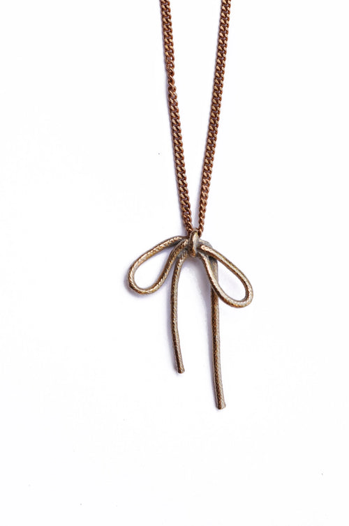 Brass Little Bow Necklace