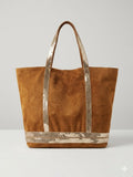 Suede Tote with Beaded Detail