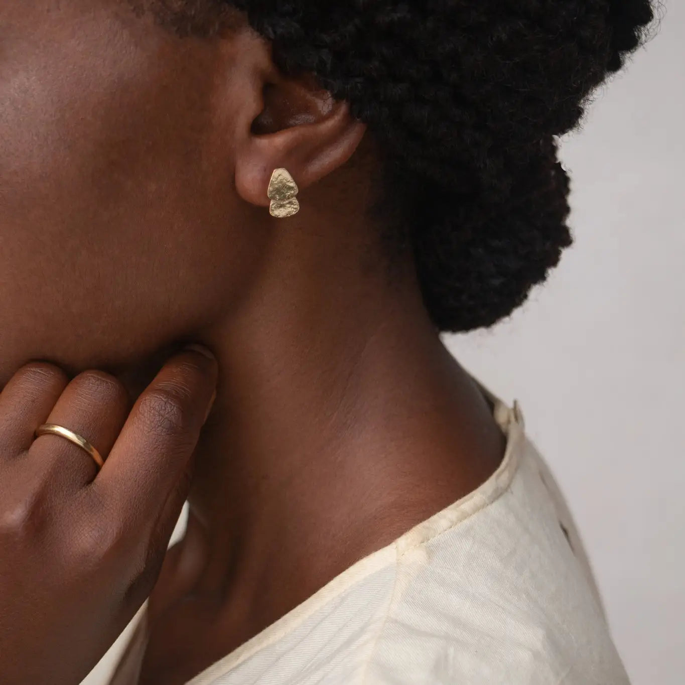 Pamooza Recyled Brass Gold Plated Post Earring