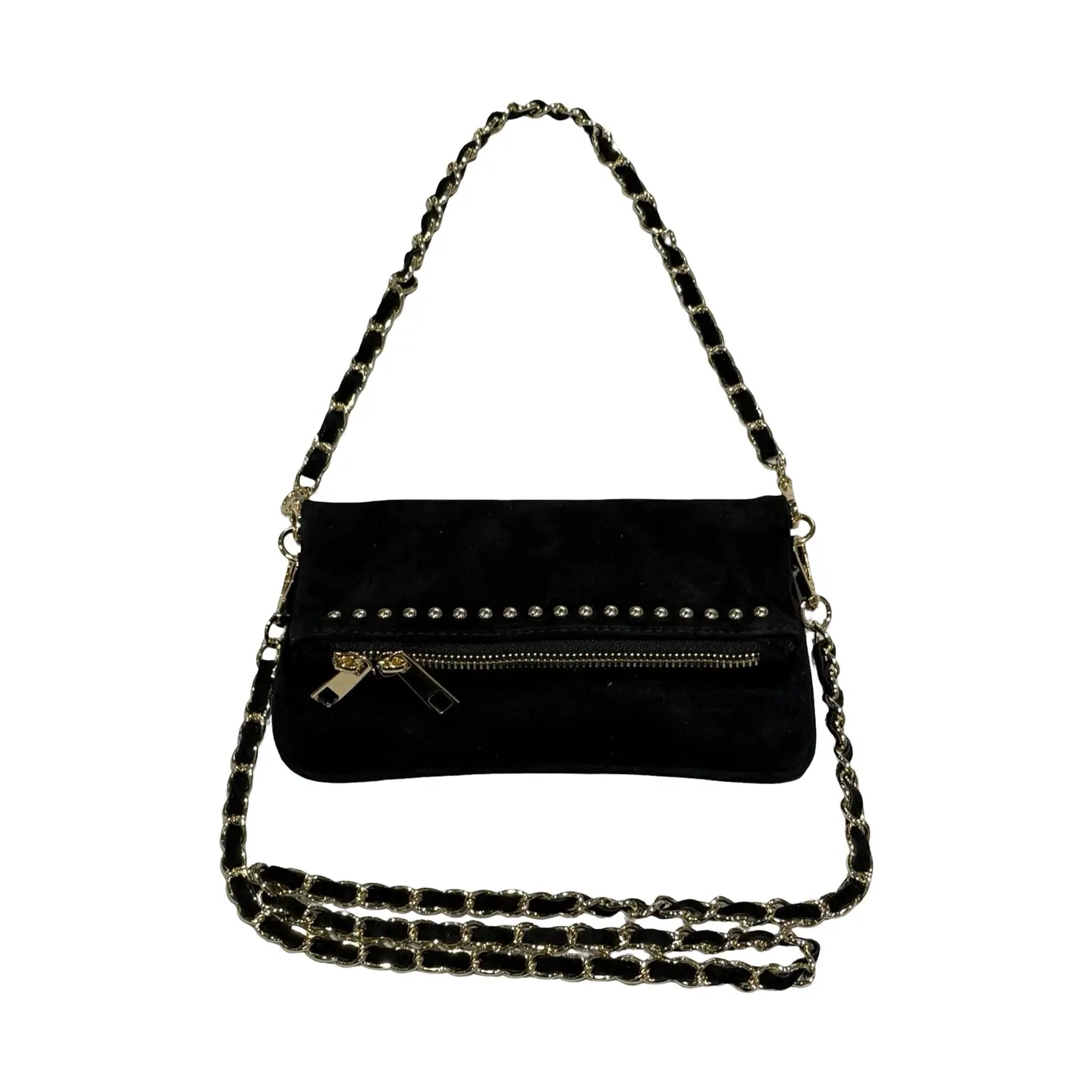 Small Suede Clutch and Chain Strap