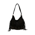 Black Suede Fringe Bag