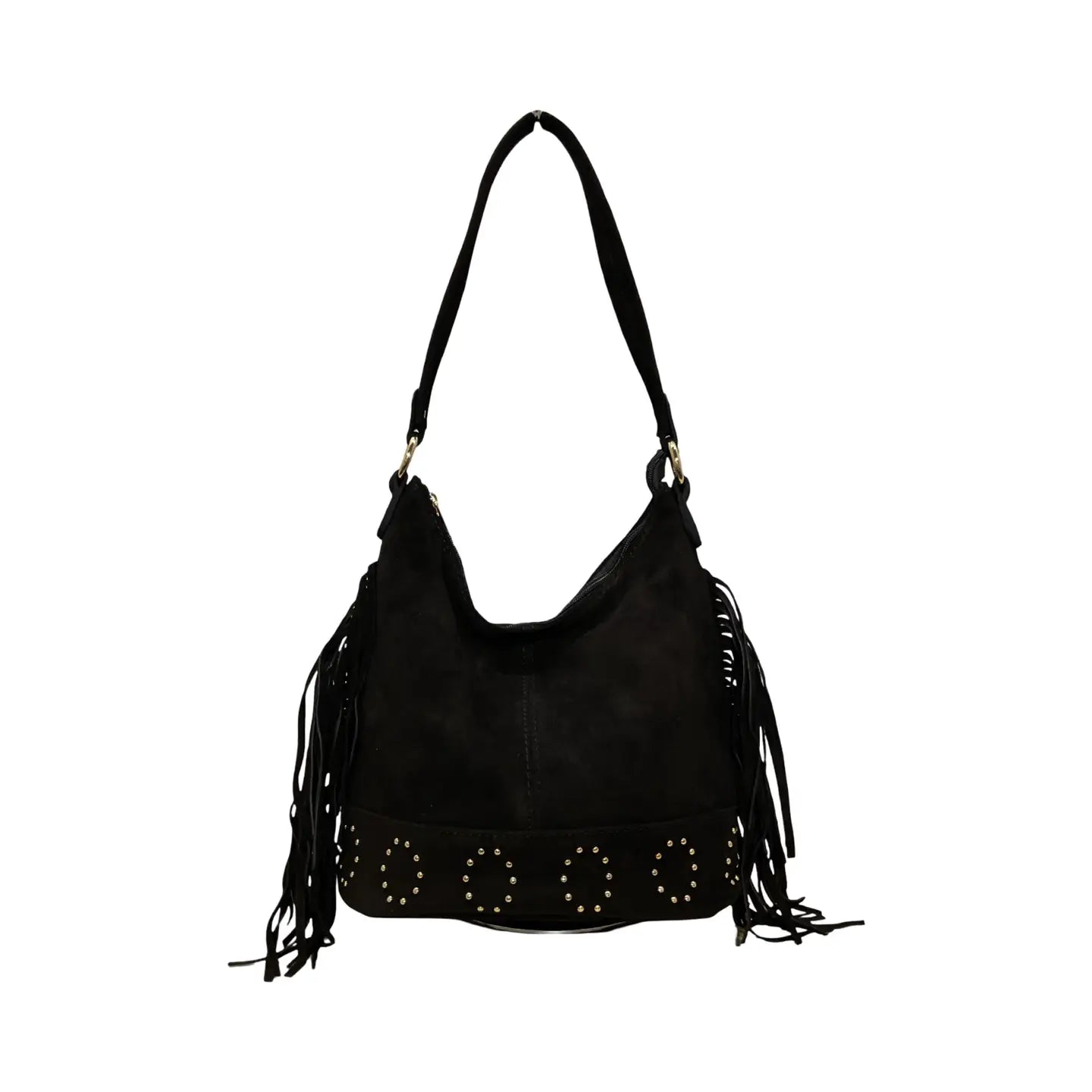 Black Suede Fringe Bag