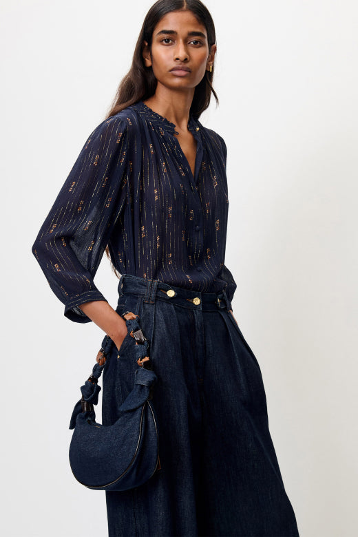 Lylee Ruffle Collar Silk Blouse