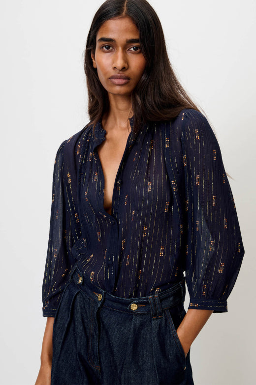 Lylee Ruffle Collar Silk Blouse