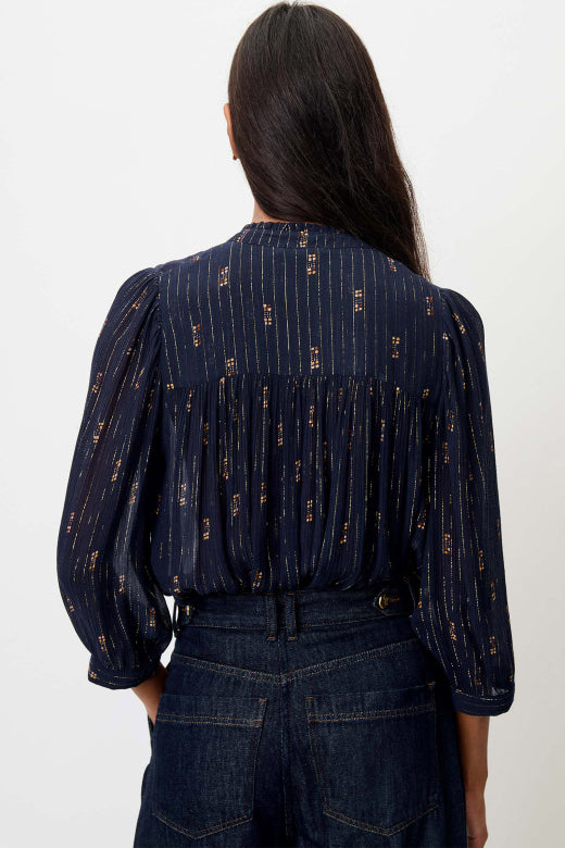 Lylee Ruffle Collar Silk Blouse
