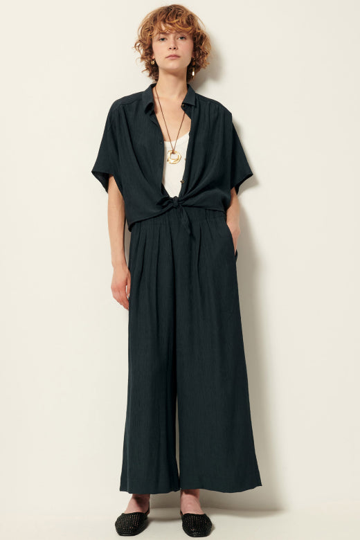 Cropped Crepe Pants in Smoke Green