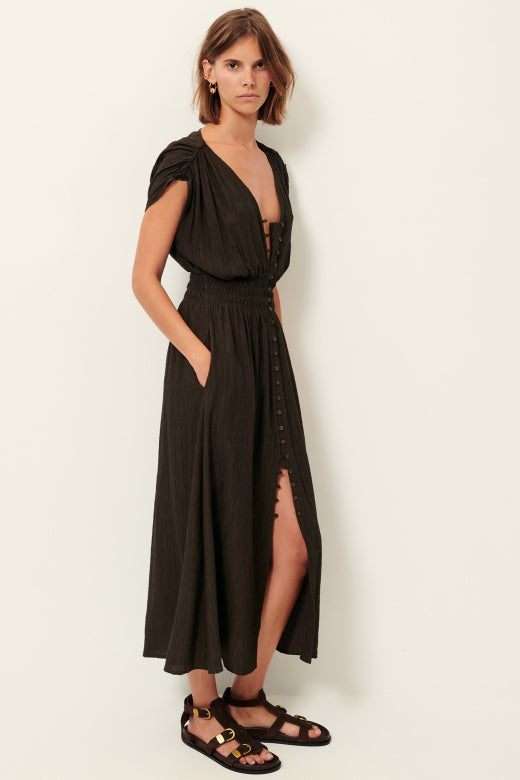 Galiane Smocked Dress in Umbra