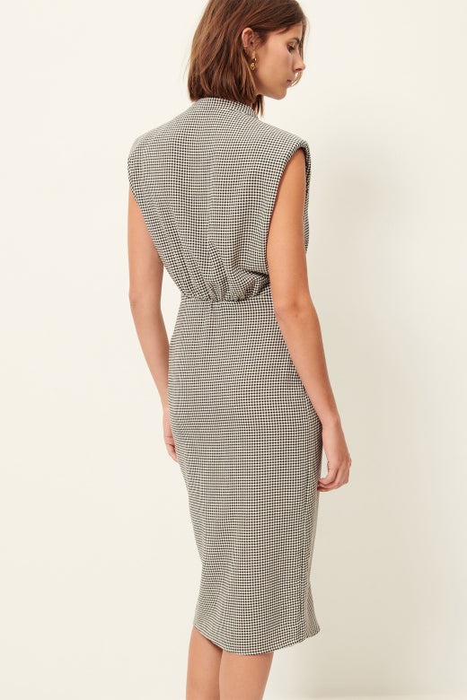Bellacala Dress | Gingham Rouche Midi Dress