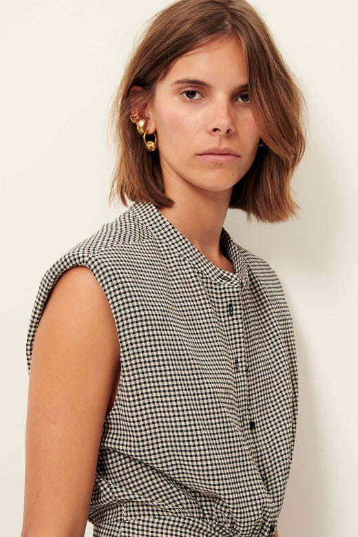 Bellacala Dress | Gingham Rouche Midi Dress