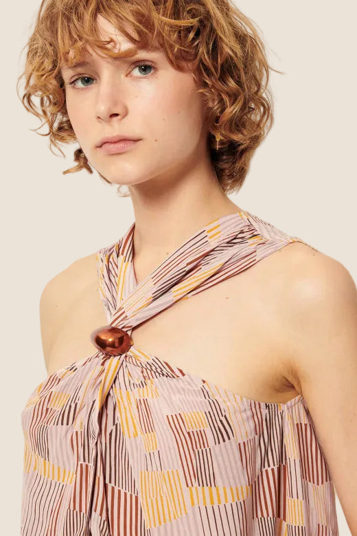 Atrano Halter | Abstract Stripe Halter Tank Top