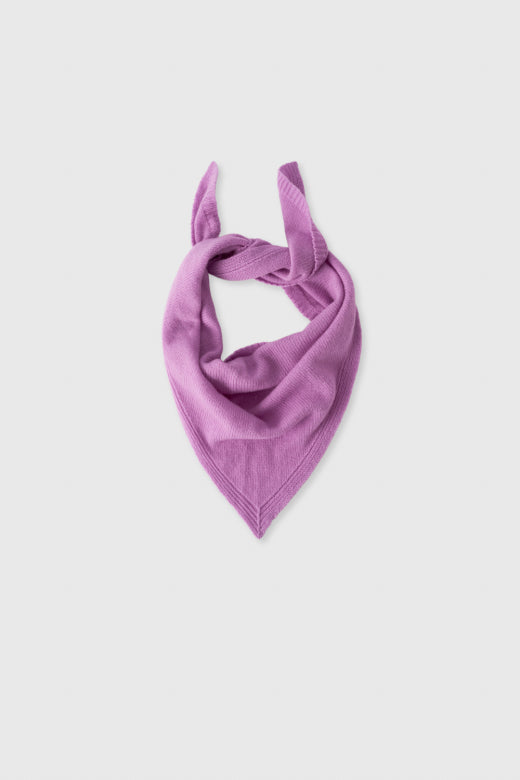A dusty purple knit bandana or pet bandana tied in a loop, displayed against a solid light gray background.